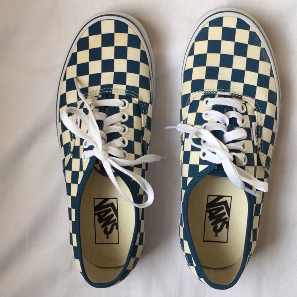 🌼Blue Checkered Vans Shoes Women’s Size 8 EUC🌼